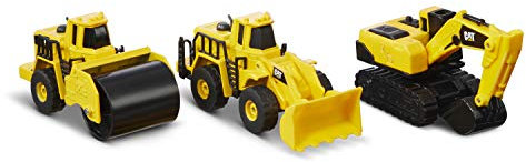 CatToysOfficial | Construction 3er-Pack Druckgussmetall Baustellenfahrzeuge Kinder| Bagger, Walze und Radlader Spielzeug| Spielzeugautos & Geschenke ab 3 Jahre