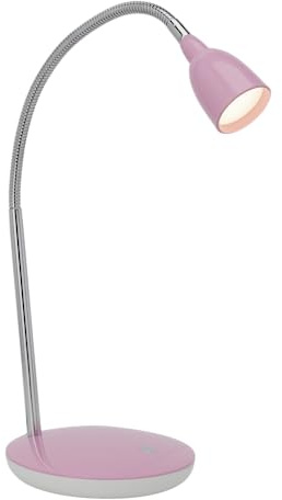 Lightbox LED Schreibtischlampe mit Flexarm & Schalter & warmweißem Licht | LED Schreibtischlampe mit warmweißem Licht - moderne Tischleuchte mit Flexarm und Schalter - Kunststoff/Metall Eisen/Rosa -