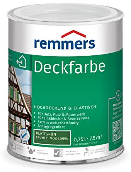 Remmers Deckfarbe blattgrün, 0,75 Liter, Deckfarbe für innen und außen, Wetterschutzfarbe viele Untergründe, hochdeckend, wetterfest
