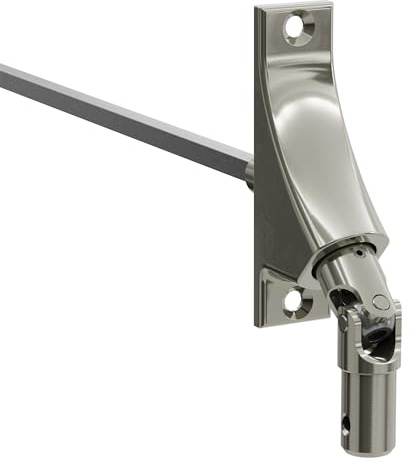 DIWARO.® | Rolladen Gelenklager G077, 90 Grad Umlenkung, Grundplatte 22 x 85 mm mit 2 Befestigungslöcher, Kurbelzapfen Anschluss 13,9 mm, Antrieb zum Rolladengetriebe 6 mm Vierkant.
