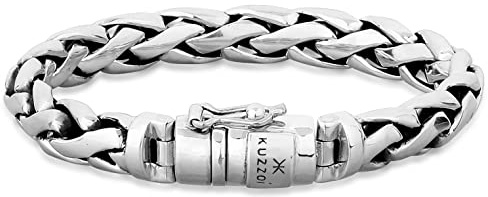 Kuzzoi Silberarmband Herrenarmband aus massivem 925 Silber Breite 10 mm | 335105