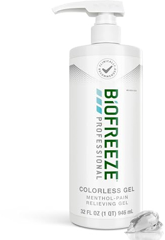 Biofreeze Professional Gel Pain Relief for Knee, Neck, Hip, Joint, Shoulder, & Simple Backache, Arthritis Pain Reliever, Sore Muscle Relief, Colorless Menthol Gel 32 Fl Oz