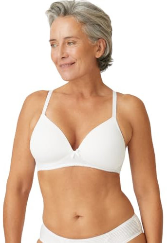 Naturana® Soft Wireless Bra with Cup [Cup A-D] Optimal fit & Maximum Support Thanks to Cut Design & Wide Straps | T-Shirt Bra | Women's Bra Without Underwire 34 White B