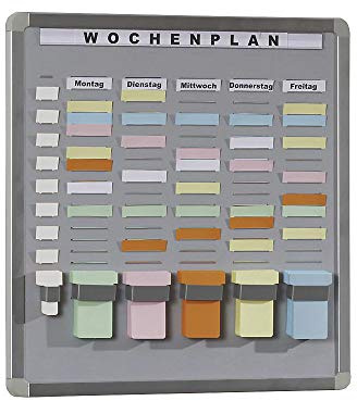 T-Kartentafel-Set inkl 350 Karten (= Größe M - 50 je Farbe) und 50 kleinen Karten in weiß (Größe S), Spalten 5+1, Fächer 20, Verpackungseinheit: 1 STK