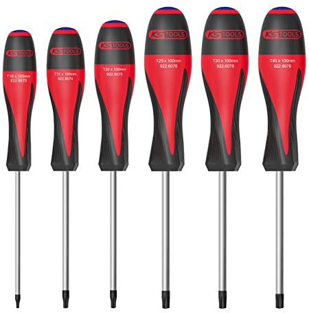 KS Tools - 922.6070 - Jeu de 6 tournevis T10-T15-T20-T25-T30-T40 - Ultimate Torx percé - Kit de réparation pratique et facile d'utilisation - Outillage vissage pour bricoleurs et professionnels