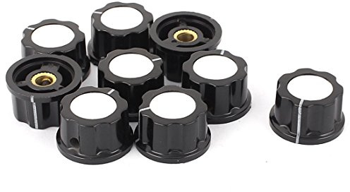 sourcing map 9 Stk 27mm Top Drehknöpfe für 6 mm Durchmesser Welle Potentiometer Schwarz Silber Ton DE de