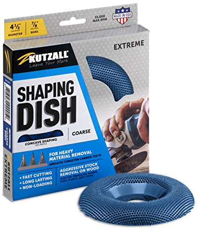 Kutzall Extreme Shaping Dish - Grob, 4-1⁄2 (114.3mm) Dia. X 7⁄8 (22,2mm) Bohrung - Winkelschleifer-Aufsatz für DeWalt, Bosch, Milwaukee, Makita. Schleifmittel Wolframkarbid, DW412X90