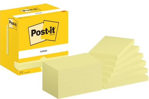 Post-it Notes, 12 Blöcke (1200 Blatt), 127 mm x 76 mm, Gelb | Selbstklebende Haftnotizen, Praktische Klebezettel für Bürobedarf, Meetings, Erinnerungen, To-Do-Listen und zum Organisieren
