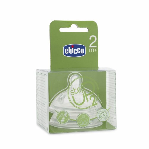 Chicco 00060074000000 Fläschchensauger, Step Up 2, 2+ Monate, 1 Loch, mittel, 2 Stück