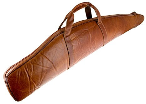 Alpenleder Gewehrtasche - Hunter (Handgefertigt) - Nachhaltiges Bio-Leder aus regionaler Landwirtschaft | Waffentasche für Langwaffen, Futteral mit TSA-Schloss *Fair Produziert* (125x30x15cm Cognac)