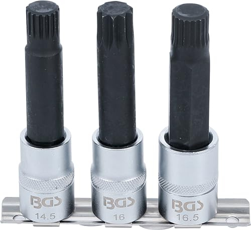 BGS 5285 | Spezial-Einsätze für BMW-Felgenschlösser | 3-tlg. | Chrom-Molybdän-Stahl | 17T x 14,5 mm, 10T x 16,0 mm, 21T x 16,5 mm