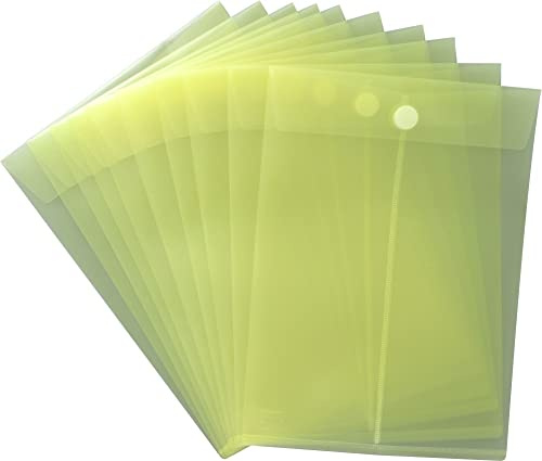 Dokumententaschen mit Klettverschluss A4 hoch, transparent gelb, aus PP - 10 Taschen