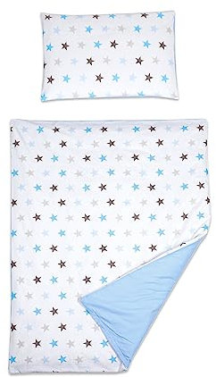 Baby Comfort 2 Piece Bedding Set 135x100 cm Duvet Cover & Pillowcase for Toddler Cot Bed (Blue Stars)
