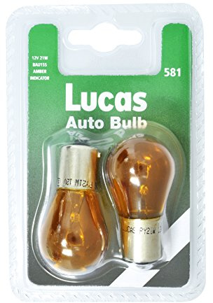Lucas 12V 21W Osp Bau15S Flash-Amber X2 Bulbs
