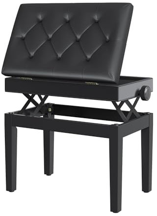 Outsunny HOMCOM Sgabello panchetta panchina sedia per pianoforte con vano portaoggetti altezza regolabile