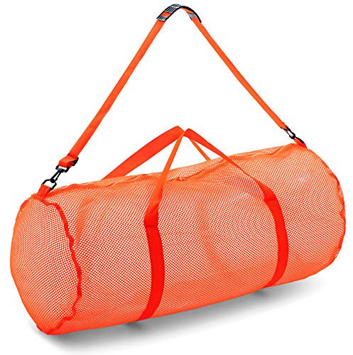 Champion Sports Netz-Seesack mit Reißverschluss und verstellbarem Schultergurt, 38,1 x 91,4 cm, orangefarben, Mehrzwecktasche, übergroße Sporttasche für Ausrüstung, Sportausrüstung, Wäsche,