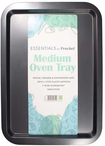 Prochef Essentials Medium Oven Tray, Non Stick, Easy Clean, 38cm x 27cm x 2cm, White