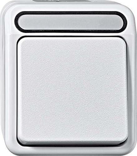 Schneider Electric Merten MEG3116-8019 Aufputz 1-Fach Aus/Wechselschalter, 1-polig, Feuchtraum Schalterprogramm, IP44, polarweiß, AQUASTAR