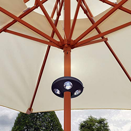 LED Sonnenschirmleuchte, weiß, D20cm, 1,5 V batteriebetriebene Schirmlampe