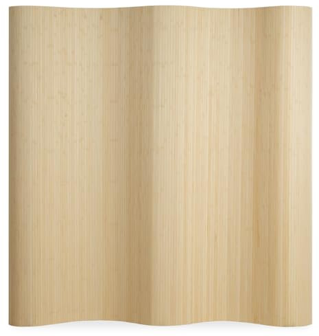 Homestyle4u Paravent intérieur Hauteur 200 x 250 cm Beige Bambou Naturel séparateur de pièce à roulettes
