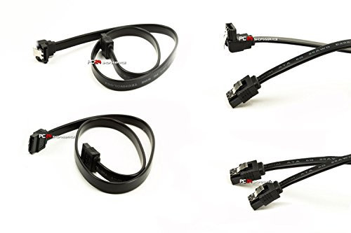 PC24 Shop & Service 2x SATA Kabel 50cm Schwarz | 1x gerade-gerade | 1x gerade-abgewinkelt | kompatibel bis S-ATA/600 |1,5GBs/3GBs/6GBs (abwärtskompatibel) | S-ATA Kabel | Premiumqualität