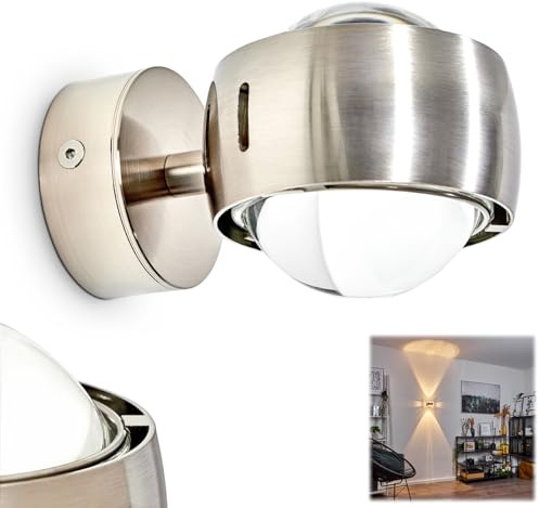 HOFSTEIN Wandleuchte Sapri, moderner Wandstrahler aus Metall/Glas in Nickel-matt/Klar, moderner Wandspot mit tollem Lichteffekt, Up&Down Leuchte, G9, Küche, Schlafzimmer, Esszimmer, Wohnzimmer, Flur