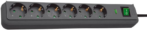 Brennenstuhl Eco-Line 13.500A presa multipla con protezione di sovratensione 6 prese grigio chiaro 1,5m H05VV-F 3G1,0