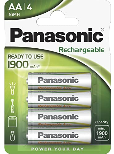 Panasonic Infinium - Paquete de 4 pilas recargables AA (P6/4BC19000, 1900 mAh)
