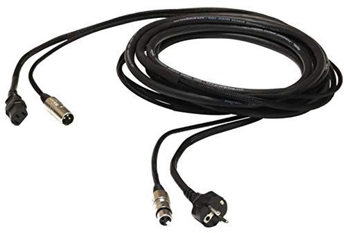 PROEL PH100LU5 cavo professionale audio/cavo di alimentazione combinato (6,3 mm XLRF, Bloccabile, Schuko 16 a, 3 X 1,5 mm² su XLRM, EC3P connettore di alimentazione maschio, 5 m) nero