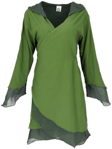 GURU-SHOP, Abrigo Envolvente con Capucha Puntiaguda MA 6 Henna, Verde, Algodón, Tamaño:M/L (40), Blusas Tunikas