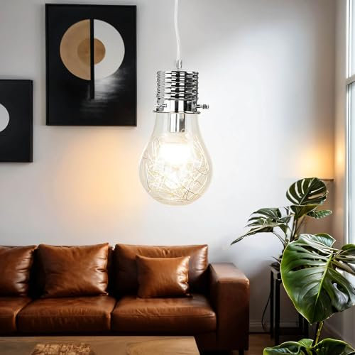 Licht-Erlebnisse moderno luce a sospensione in forma di lampadina con in fil di ferro E14 Montatura Lampade a sospensione cromato Lampade a sospensione Luce