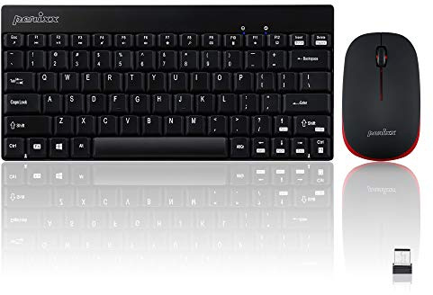 Perixx PERIDUO-712B Wireless Mini Keyboard and Mouse Set, Black, US English Layout