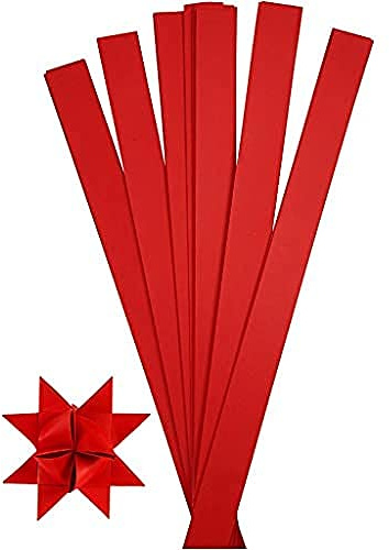Tiras de papel de estrellas , A: 10 mm, dia: 4,5 cm, rojo, 100ud