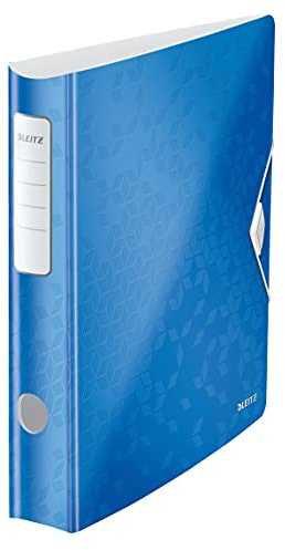 Leitz Qualitäts-Ordner 180° Active WOW, A4, Schmal, Abgerundeter Rücken, 6,5 cm breit, Gummibandverschluss, Leichtes Polyfoam, Plastik-Ordner, WOW Serie, Blau, 11070036