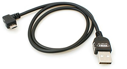 System-S Câble Micro USB 2.0 Fiche coudée 90 ° Angle (Gauche/Mâle) Adaptateur Câble de données et de Chargement, 50 cm