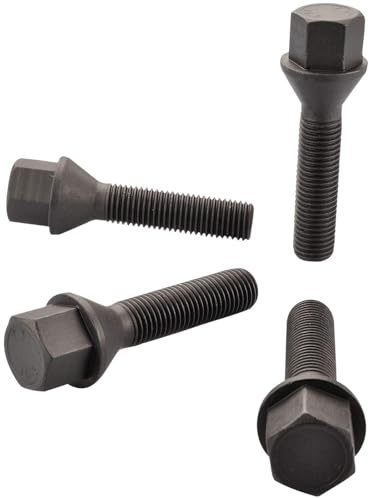 HASKYY 10 Radschrauben M14x1,5x27mm Radbolzen SCHWARZ Kegelbund Kegel 60°