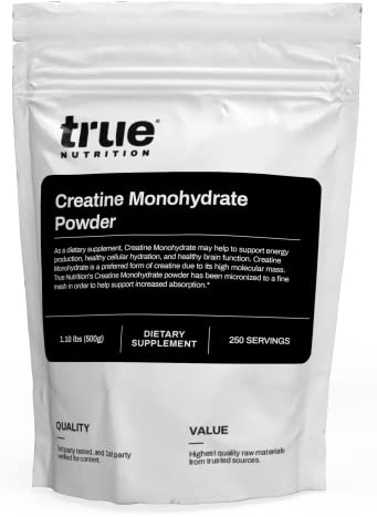 True Nutrition Creatine Monohydrate Powder - Micronized Creatine, 2g per Serving - Supports Muscle Strength, Power & Recovery - Non-GMO, Gluten Free, Vegan - Pre & Post Workout Supplement - 500g