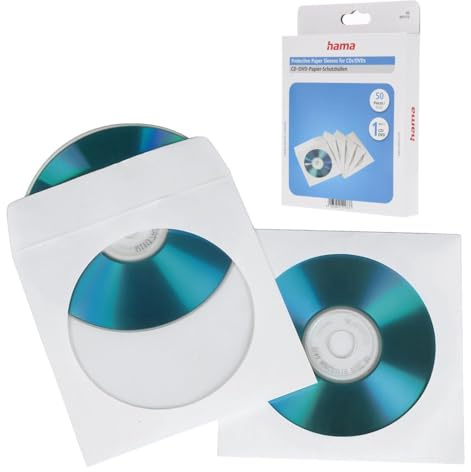 Hama CD-Papierhüllen weiß, 50 Stück/Packung, weiße 1disques Case optische Disks (weiß, 50 Stück/Packung, 1 Blöcke, weißes Papier)