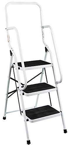 Home Vida Escabeau à 3 marches, avec Rampe de sécurité Pliable, Tapis antidérapant, de Haute QualitÉ