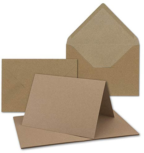 25x sehr schweres Vintage Kraftpapier Falt-Karten SET mit Umschlägen DIN B6-120 x 169 mm - 350 g/m² - Klapp-Karten I UmWelt by GUSTAV NEUSER®
