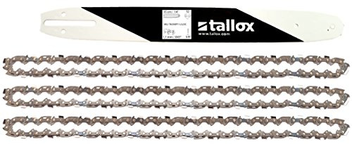 tallox Schwert und 3 rückschlagarme Sägeketten 3/8 1,1 mm 52 TG 35 cm Führungsschiene kompatibel mit Bosch Makita und andere