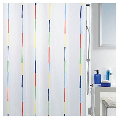 Spirella Anti-Schimmel Duschvorhang Dario Anti-Bakteriell, Waschbar, Wasserdicht Polyester 180x200cm Bunt Weiß