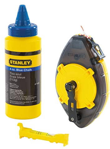 Stanley Schlagschnur-Set Powerwinder mit blauer Kreide, 30 m Schnurlänge, als Senklot verwendbar, 0-47-465