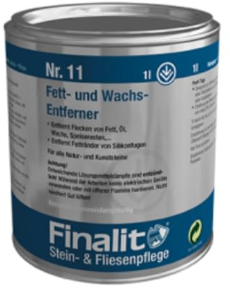 Finalit Nr. 11 Fett- und Wachs-Entferner (neutral) | 1x 1L | Spezialreiniger für Fett- & Wachsrückstände auf Natursteinen, Kunststeinen, Grabsteinen & allen Oberflächen