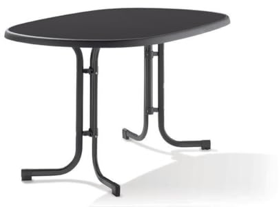 Sieger 252/G Boulevard-Klapptisch mit mecalit-Pro-Platte 140 x 90 cm, Stahlrohrgestell eisengrau, Tischplatte Schieferdekor anthrazit