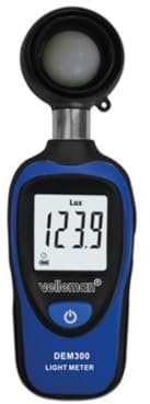 Velleman Luxmeter digital, Lichtmessgerät, Photometer, Belichtungsmesser, Beleuchtungsmessgerät, tragbar, Bereich bis zu 200.000 Lux, LCD-Display, Taschenformat