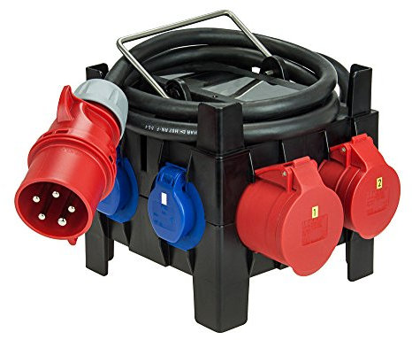 PCE Mobiler Kunststoffverteiler IP44 197x197x200 1x32A; 1x16A; 3xSchuko Dose