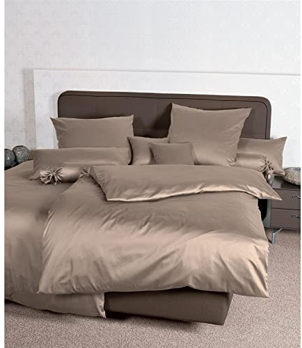 Janine Mako Satin Bettwäsche Uni Colors 155 x 220 cm Taupe