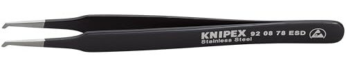 Knipex Präzisions-Pinzette für SMD-Technology, gebogen mit glatten Greifflächen, Edelstahl, schwarz, ESD-beschichtet