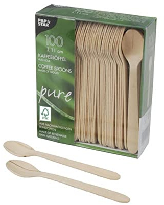 Cucharillas de café de madera 11 cm – paquete de 100